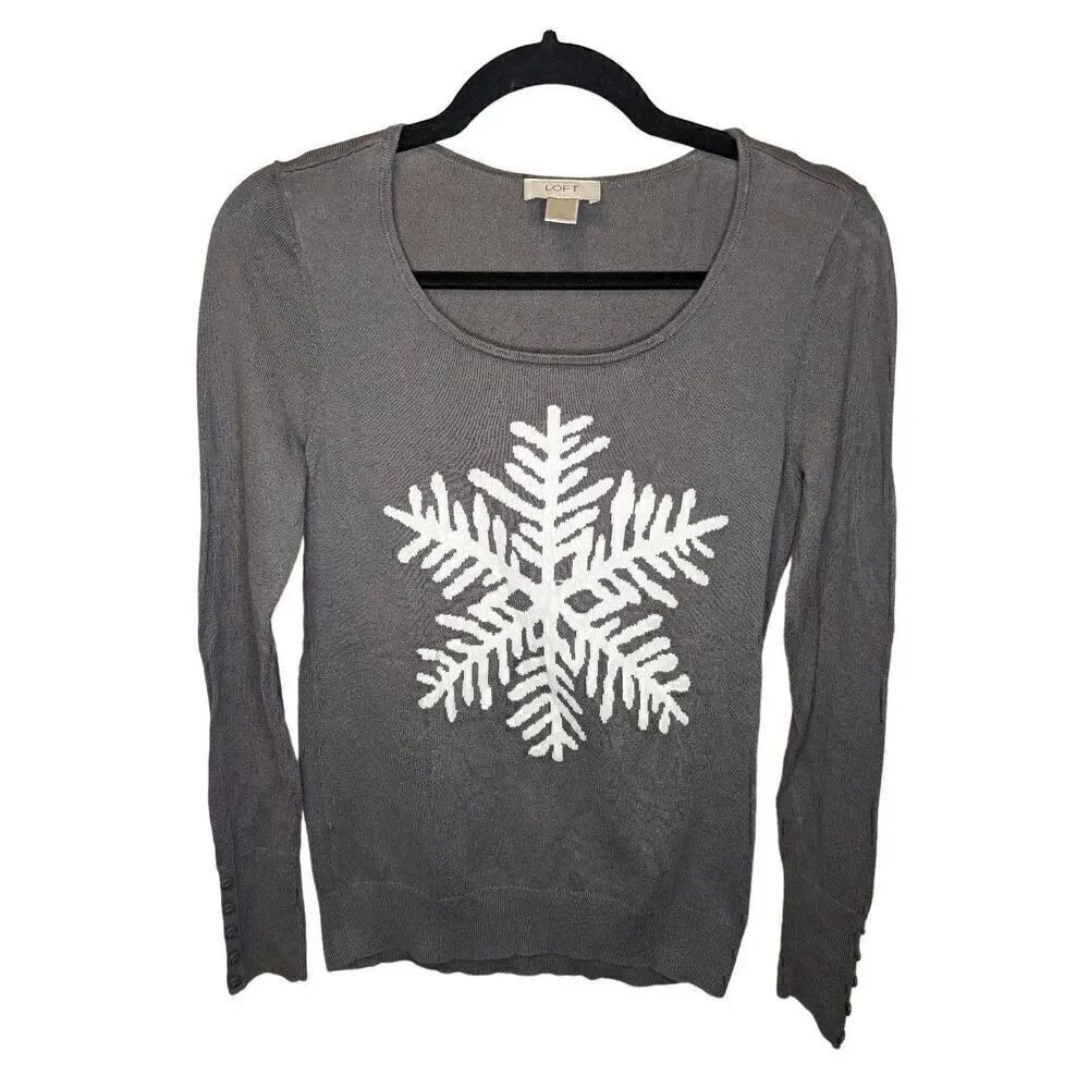 Loft Snowflake Long Sleeves (Button Details on Sleeves) and Cowl Neckline Winter
